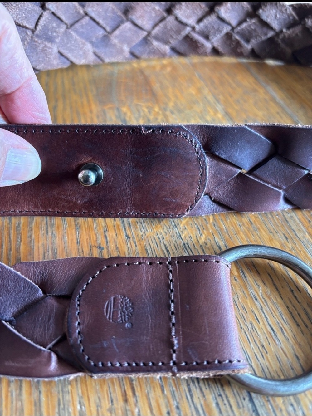 Timberland Genuine Leather Braided Belt XL Boho Casual